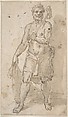 Standing Figure of a Man (Fisherman?), Anonymous, Spanish, School of Seville, 17th century  Spanish, Pen and dark brown ink with brush and wash over black chalk underdrawing.  On off-white paper