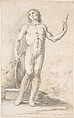Standing Male Nude, Anonymous, Spanish, School of Seville, 17th century  Spanish, Pen and light brown ink with brush and gray wash over traces of black chalk underdrawing.  On off-white paper