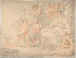 Mythological Subject, Gerard de Lairesse  Dutch, Black and red chalk; framing lines in pen and black ink