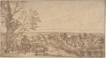 Landscape with figures, Attributed to Jan Lievens (Dutch, Leiden 1607–1674 Amsterdam), Pen and brown ink on buff paper