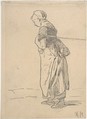 Woman pulling a tow rope. verso: sketch of landscape with figures, Anton Mauve Dutch, Graphite and black chalk