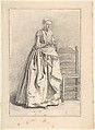 A Woman Standing next to a Chair, Nicolaas Muys  Dutch, Black chalk