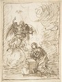 The Annunciation, Pedro  Duque Cornejo  Spanish, Pen and dark brown ink. Composition outlined in same, by the artist. On ivory paper
