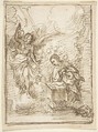 The Annunciation, Pedro  Duque Cornejo  Spanish, Pen and dark brown ink. Composition outlined in the same, by the artist. On off-white paper