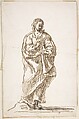 Standing Saint (Apostle?), Pedro  Duque Cornejo  Spanish, Pen and dark brown ink. Figure's left foot is reinforced with pen and black ink. On ivory paper