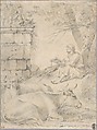 Artist Drawing in an Italianate Landscape, Jan van Ossenbeeck  Dutch, Graphite, pen and brown ink, brown washes