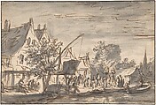 Distribution of the Catch by Night, Isaac van Ostade  Dutch, Pen and brown ink, brush and gray wash over graphite.
