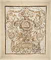 Ornamental Design, Jacob Roer  Dutch, Pen and brown ink; border in brush and brown wash