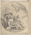 The Triumph of Galatea, Anonymous, Spanish, School of Seville, 17th century  Spanish, Black chalk. Oval composition outlined in black chalk, with decorative black chalk elements in four corners outside this line. On light beige paper