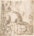 Female grotesque and harpy (recto); fantastical creatures and masks (verso), ? attributed to Andrés de Melgar (Spanish, documented S. Domingo de la Calzada, died after 1554), Pen and brown ink