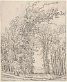 Study of Trees, François Ryckhals Dutch, Black chalk; framing lines in black chalk