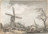 February, Hendrik Meijer Dutch, Black chalk, brown, black or gray ink and watercolor