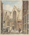 View of the Old Church of Amsterdam, Hermanus Petrus Schouten  Dutch, Pen and brown ink and watercolor