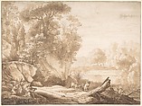 The Rest on the Flight into Egypt, Herman van Swanevelt Dutch, Pen and brown ink, brush and brown wash