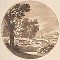 Wooded Landscape with Figures on a Road, Jacob van der Ulft Dutch, Pen and brown ink, brown wash