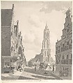 Marketplace of Delft with the Nieuwekerk, Gerrit Toorenburgh  Dutch, Pen and gray ink, brush and gray wash