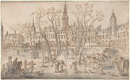 Abdijplein of Middelburg, Adriaen van de Venne (Dutch, Delft 1589–1662 The Hague), Pen and brown ink, gray wash