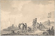 Landscape with Figures, Hendrick Verschuring Dutch, Gray wash over black chalk