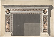 Design for a Chimney Piece in the Pompeian Style, Robert Adam  British, Scottish, Pen and black ink, brush and wash or watercolor, over graphite