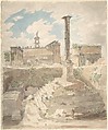 View of the Roman Forum, unexcavated, Sir Charles Barry  British, Watercolor over graphite