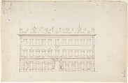 Design for a Public Building in the Italian Renaissance Palazzo Style, Sir Charles Barry  British, Pen and brown ink over graphite