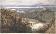 View of Chepstow, Wales, John Scarlett Davis (British, Leominster, Herefordshire 1804–1845 London), Watercolor over graphite with stopping out and gum arabic
