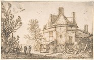 Landscape with an Inn, Esaias van de Velde  Dutch, Charcoal saturated in oil