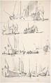 Studies of Ships and Boats, Willem van de Velde II Dutch, Pen and black ink
