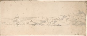Coast Scene, Willem van de Velde II Dutch, Graphite, brush and gray wash; framing lines in graphite and pen and brown ink