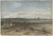 View of Haarlem from the Dunes, Jan Hendrik Weissenbruch Dutch, Watercolor