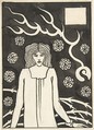 Young Woman Surrounded by Briars, Lightning and Roses (Chapter Heading, "Le Morte d'Arthur," J. M. Dent 1893–94, Part III, book vi, chapter xvii, p. 215 and Part VII, book x, chapter xxii, p. 500), Aubrey Vincent Beardsley  British, Pen and carbon black ink, brush and wash, over graphite