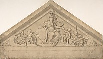 Design for a Pediment, Bouget  French, Pen and ink, brush and wash