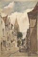 View of Issy (A Street in Issy-les-Moulineaux, Seine), Thomas Shotter Boys  British, Brush and watercolor over graphite