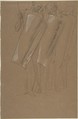 Armed Men, Sir Edward Burne-Jones British, Graphite, heightened with white chalk, on brown paper