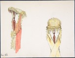 Two Views (Side and Front) of a Hat on a Stand, Auguste Félix  French, Pen and ink, brush and watercolor on wove paper