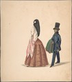 A Woman, Followed by Her Servant, Anonymous, Peruvian, 19th century  Peruvian, Brush and ink and watercolor on wove paper