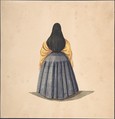 A Standing Woman, Seen from the Back, Anonymous, Peruvian, 19th century  Peruvian, brush and ink and watercolor on wove paper