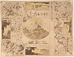 Designs for the decoration of a ceiling, Giuseppe Bernardino Bison Italian, Graphite, pen and brown ink; brush, wash, and watercolor on wove paper