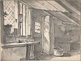 Workshop Interior, Thomas Wijck  Dutch, Black chalk, gray wash