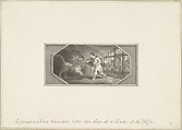 Lysimachus thrown into the Den of a Lion, Edward Francis Burney  British, Pen and brown ink, brush and gray wash