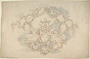 Design of the Arms of the Princes of Europe, Edward Francis Burney  British, Pen and brown ink over red chalk, brush and brown and blue washes