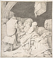 Peasants Gathered at an Inn, Cornelis Bega (Dutch, Haarlem 1631 or 1632–1664 Haarlem), Black chalk on vellum