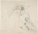 Sketch of Two Seated Women with Young Girl Sitting at Their Feet; Verso: Sketch of a Woman, Charles Baugniet (Belgian, 1814–1886), Graphite