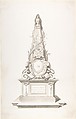 Pyramid monument for J.B. van Bree, G. Fock  Dutch, Pen and brush with gray ink, brush and gray wash, with traces of ruled graphite lines