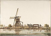 Landscape with Windmill, Anthonie Erkelens  Dutch, Pen and brown ink and watercolor