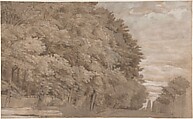Large Forest (recto); A tree-lined lane with figure (verso), Attributed to Johannes Leupenius (Dutch, Amsterdam 1643–1693 Amsterdam), Pen and brown ink, brush and brown wash, white heightening. Verso: pen, brown ink and brown wash over black chalk