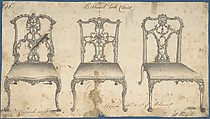 Ribband Back Chairs, Thomas Chippendale (British, baptised Otley, West Yorkshire 1718–1779 London), Pen and black ink, brush and gray wash