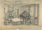 Preliminary Design for a Sitting Room with a Grand Piano, Arundell Clarke Ltd.  British, Graphite