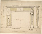 Design for a Chimneypiece (recto); Sketches for Column Bases (verso), Sir William Chambers  British, born Sweden, Recto: pen and brown and red ink, brush and yellow-green wash<br/>Verso: graphite