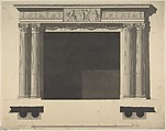 Design for a Chimneypiece with Ionic columns, a Frieze, and Cornice, Sir William Chambers British, born Sweden, Pen and brown ink, brush and gray wash, over graphite